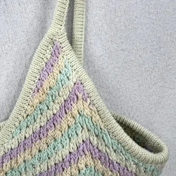 FOR LOVE AND LEMONS Corinna Bralette Womens Small Mint Sweater Knit Crop Chevron - Picture 14 of 16